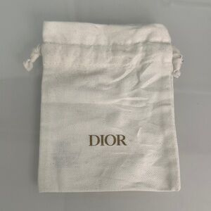 Dior White and Gold Logo Drawstring small Pouch